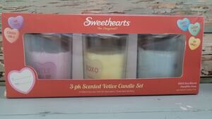 Sweethearts Candy 3 Pack Scented Votive Candles Valentine's Day Gift Set NEW